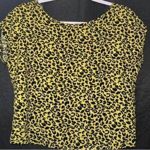 Yellow Leopard Print Women's Top large scene Y2K